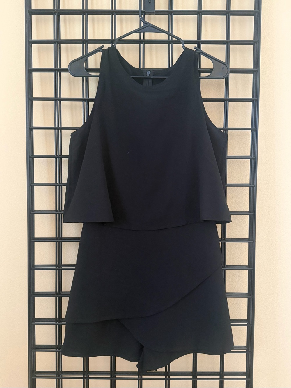 Black Layered Sleeveless Mini Romper- Modern A-Line Style